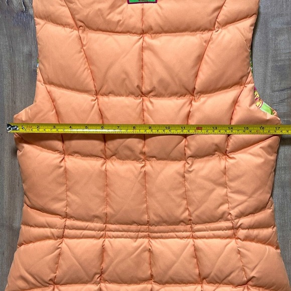 LILY PULITZER Orange Puffer Down Vest Size S Inner Lined Floral NWOT MSRP $155 - Picture 11 of 11